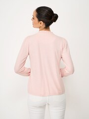 Crew Clothing Pink Frill-Neck Jersey Blouse - Image 2 of 5