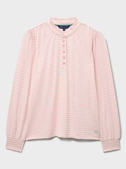 Crew Clothing Pink Frill-Neck Jersey Blouse - Image 5 of 5