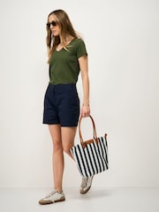 Crew Clothing Green Cotton-Slub Perfect V-Neck T-Shirt - Image 3 of 5