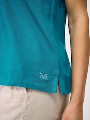 Crew Clothing Blue Cotton-Slub Perfect V-Neck T-Shirt - Image 4 of 5