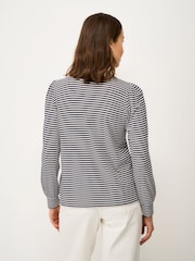 Crew Clothing Blue Frill-Neck Jersey Blouse - Image 2 of 5