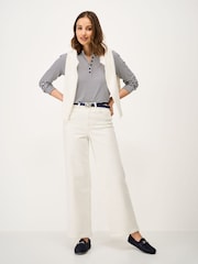 Crew Clothing Blue Frill-Neck Jersey Blouse - Image 4 of 5