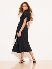 Lipsy Black Mesh Shirt Dress - Image 4 of 4