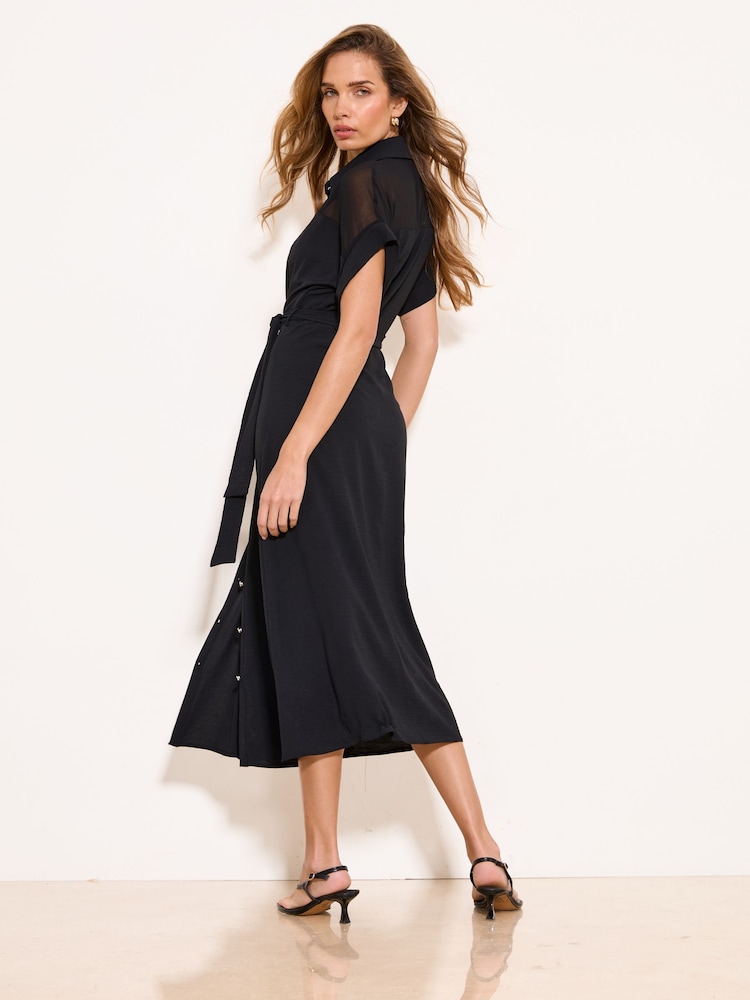 Lipsy Black Mesh Shirt Dress - Image 4 of 4