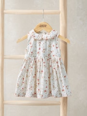 Mamas & Papas Cream Floral Print Poplin Dress - Image 1 of 2