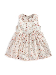 Mamas & Papas Cream Floral Print Poplin Dress - Image 2 of 2