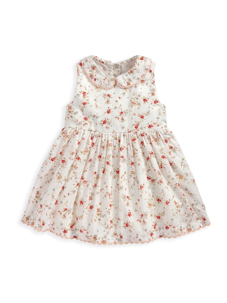 Mamas & Papas Cream Floral Print Poplin Dress - Image 2 of 2