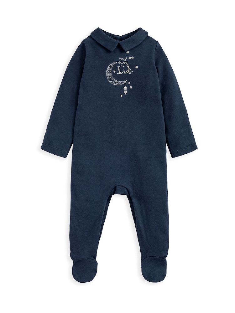 Mamas & Papas Blue My First Eid Collar Sleepsuit - Image 2 of 2