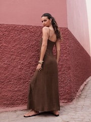 Lipsy Linen Mix Lace Cutwork Detail Maxi Dress - Image 4 de 4