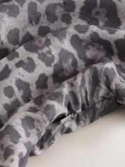 Grey Animal Print Soft Peplum Short Sleeve Top - Image 8 of 9