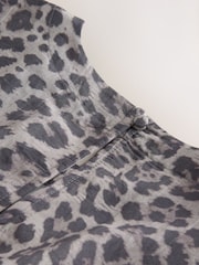 Grey Animal Print Soft Peplum Short Sleeve Top - Image 9 of 9