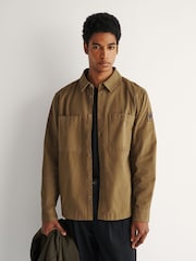 Belstaff Green Outpost Cotton Herringbone Shirt - Image 1 of 7