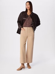 Whistles Brown Polka Dot Sheer Sleeve Shirt - Image 3 of 6