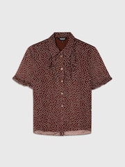 Whistles Brown Polka Dot Sheer Sleeve Shirt - Image 5 of 6