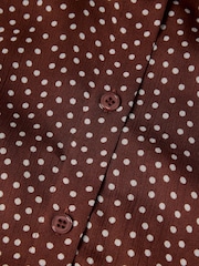 Whistles Brown Polka Dot Sheer Sleeve Shirt - Image 6 of 6