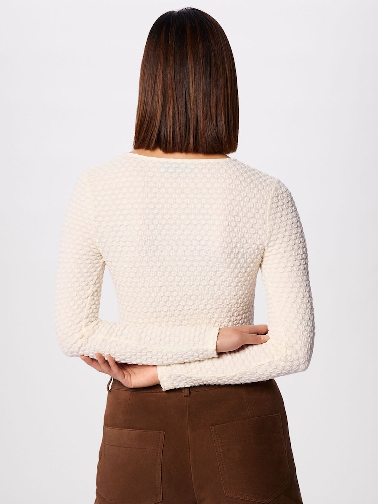 Whistles White Textured Circle Jersey Top - Image 2 of 4