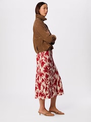 Whistles Red/Multi Blurred Floral Crepe Dress - Image 3 of 5