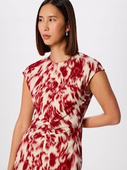 Whistles Red/Multi Blurred Floral Crepe Dress - Image 4 of 5