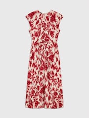 Whistles Red/Multi Blurred Floral Crepe Dress - Image 5 of 5