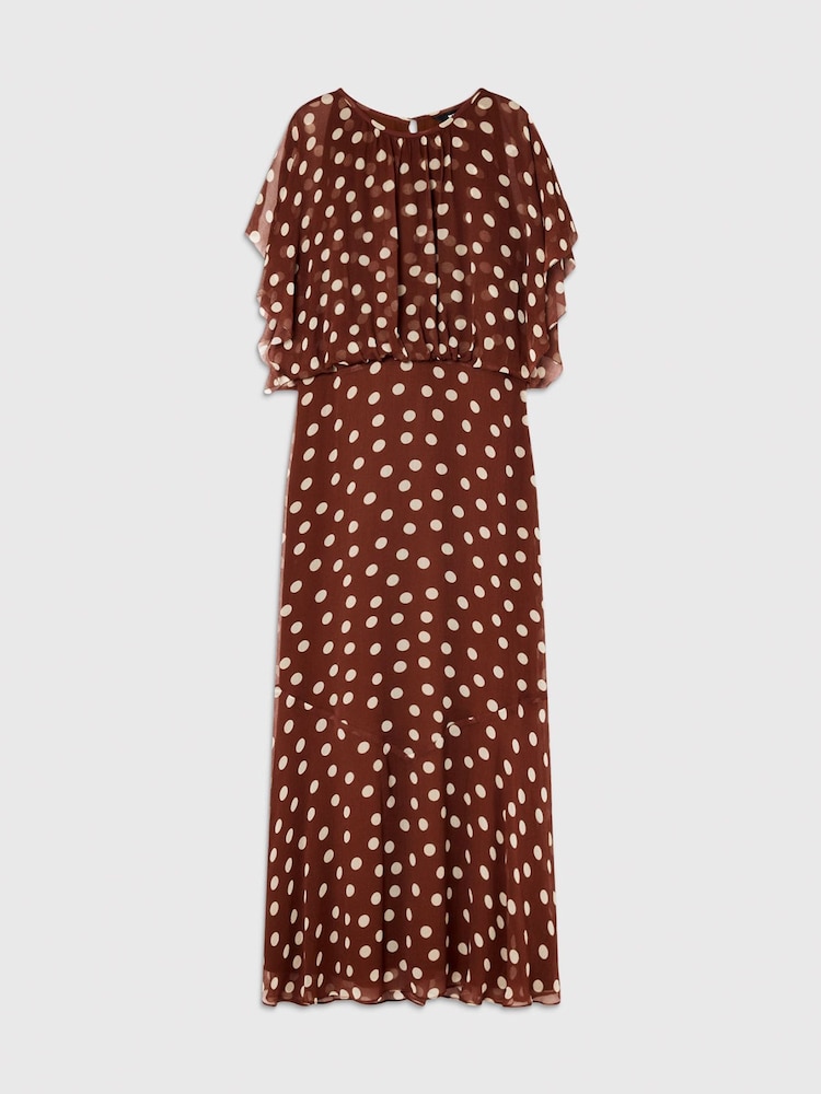 petite brown polka dot dress Whistles Petite Polka Dot Print Midi Dress Brown/Multi Size 4
