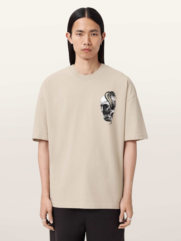 AllSaints White Snakehead Short Sleeve Crew Neck T-Shirt - Image 1 of 7