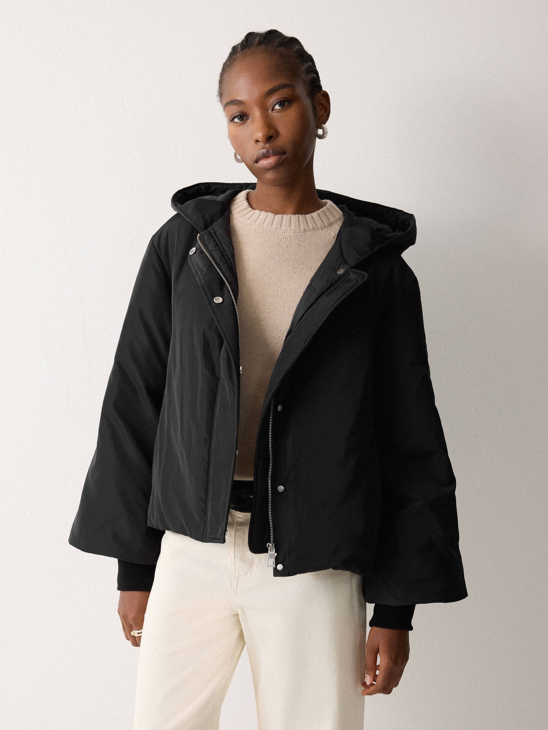 Buy Jigsaw Black Short Hooded Puffer Coat from the Next UK online shop