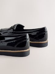 Black Patent Narrow Fit (E) Fringe Loafer School Shoes - Image 4 of 5