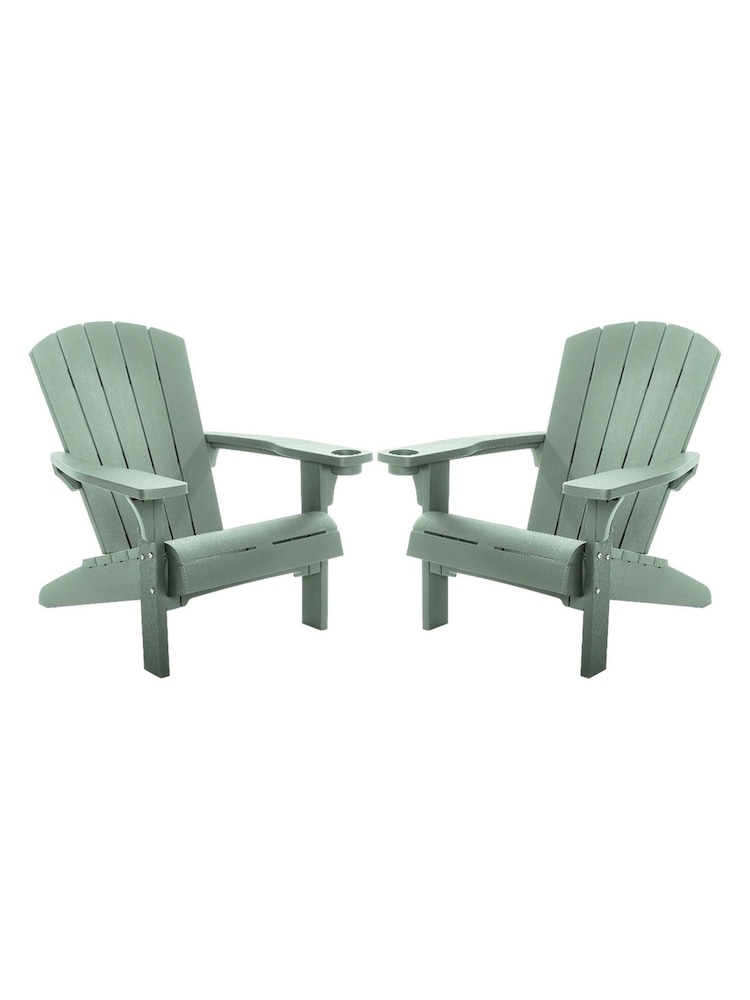 Keter Set of 2 Vintage Green Alpine Adirondack Garden Chairs - Image 2 of 6 Keter Set of 2 Vintage Green Alpine Adirondack Garden Chairs - Image 2 of 6