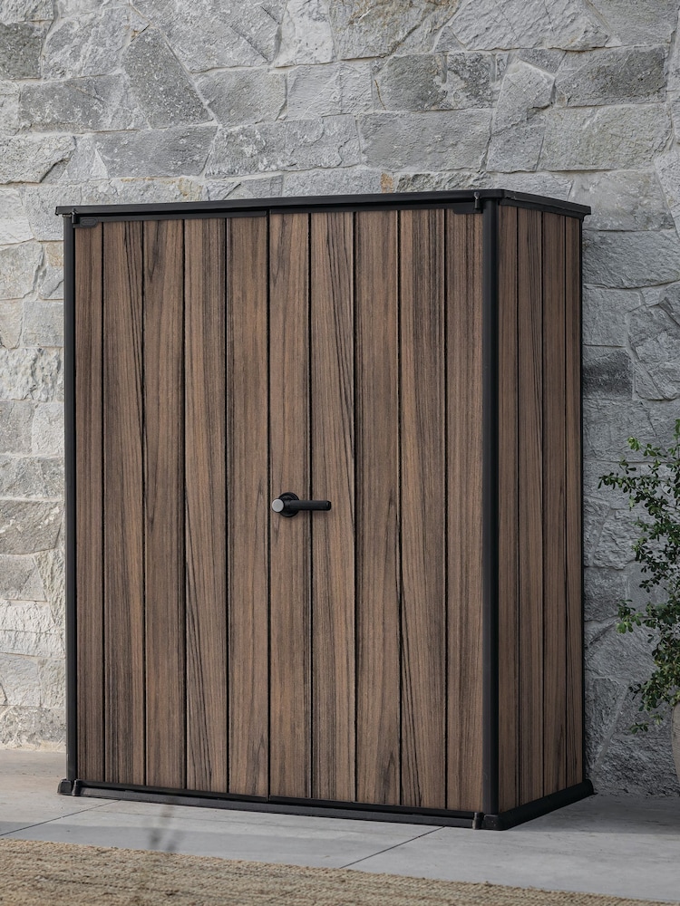 Keter Rosewood Brown Signature 1400L High Store Garden Storage Cabinet - Image 1 of 6