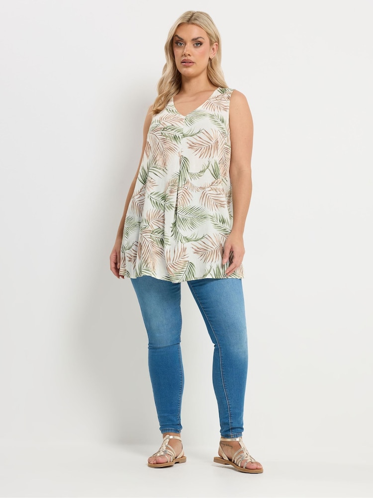 Yours Curve Natural Linen Blend Pleated Front Vest - Image 2 of 5