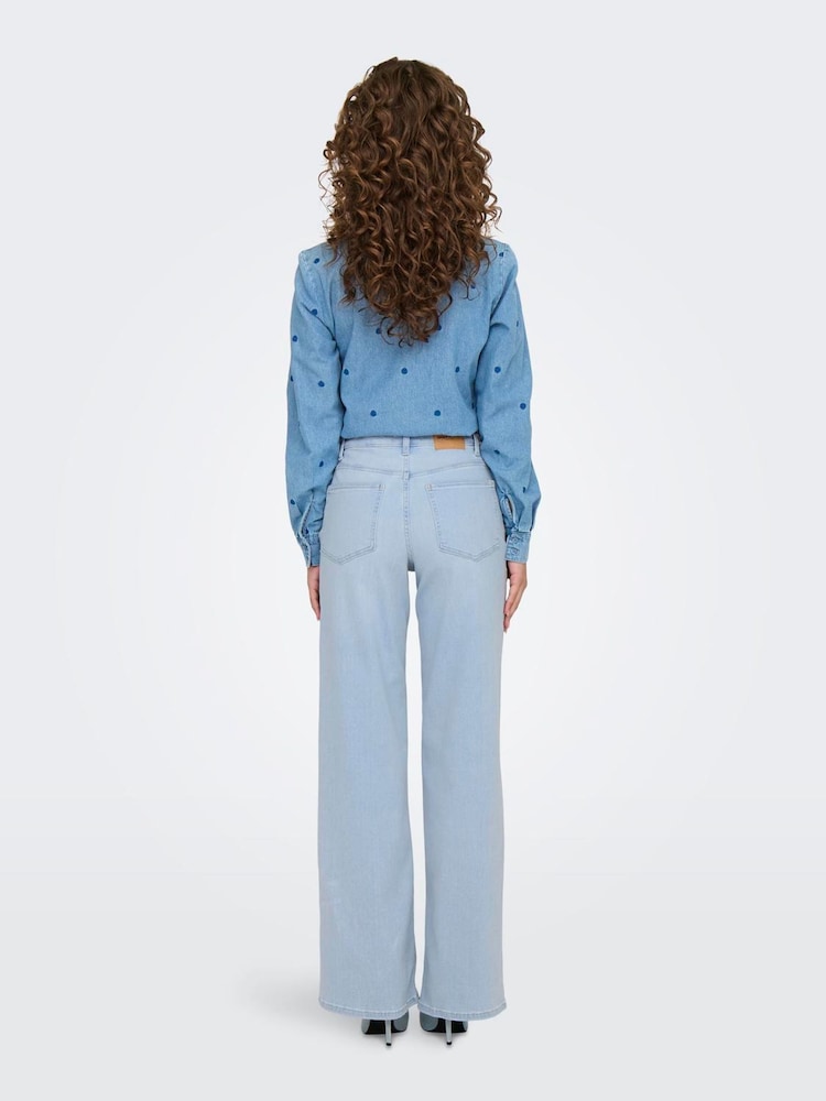 ONLY Blue High Waist Wide Leg Jeans With Super Stretch - Image 2 of 6 ONLY Blue High Waist Wide Leg Jeans With Super Stretch - Image 2 of 6
