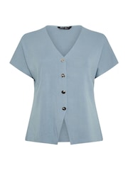 Albastru - Yours Curve Limited Double Button Knitted Blouse - Imaginea 5 din 5