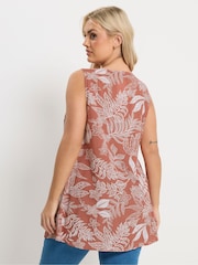 Yours Curve Red Linen Blend Pleated Front Vest - Image 3 of 5