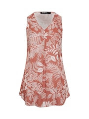 Yours Curve Red Linen Blend Pleated Front Vest - Image 5 of 5