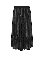 Yours Curve Black Metallic Crinkle Maxi Beach Skirt - Image 3 of 3