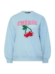 Yours Curve Blue Cherie Sweatshirt - Image 5 of 5