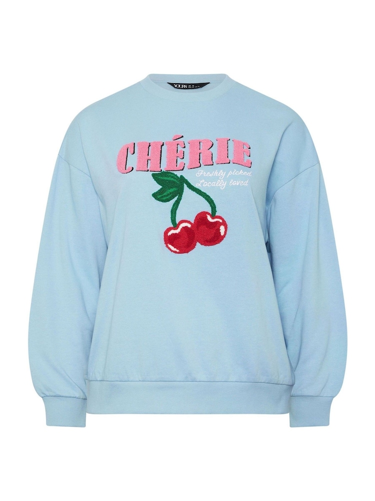 Yours Curve Blue Cherie Sweatshirt - Image 5 of 5