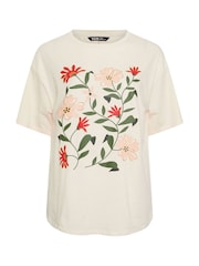 Yours Curve Pink Floral Print T-Shirt - Image 4 of 5