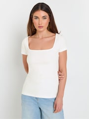 Long Tall Sally Blue Fitted Square Neck Tops 2 Pack - Image 2 of 5