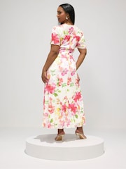 Yours Curve White London Floral Square Neck Mesh Maxi Dress - Image 3 of 5