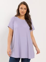 Yours Curve Purple Swing Ribbed Top - Image 1 of 4