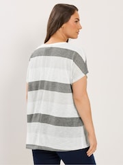Yours Curve Grey Striped Shimmer Top - Image 3 of 5
