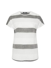 Yours Curve Grey Striped Shimmer Top - Image 5 of 5