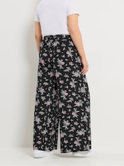 Yours Curve Pink Floral Jersey Wide Leg Trousers 28" - Image 4 of 6