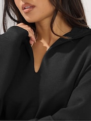 PixieGirl Petite Black Oversized Collared Sweatshirt - Image 4 of 5