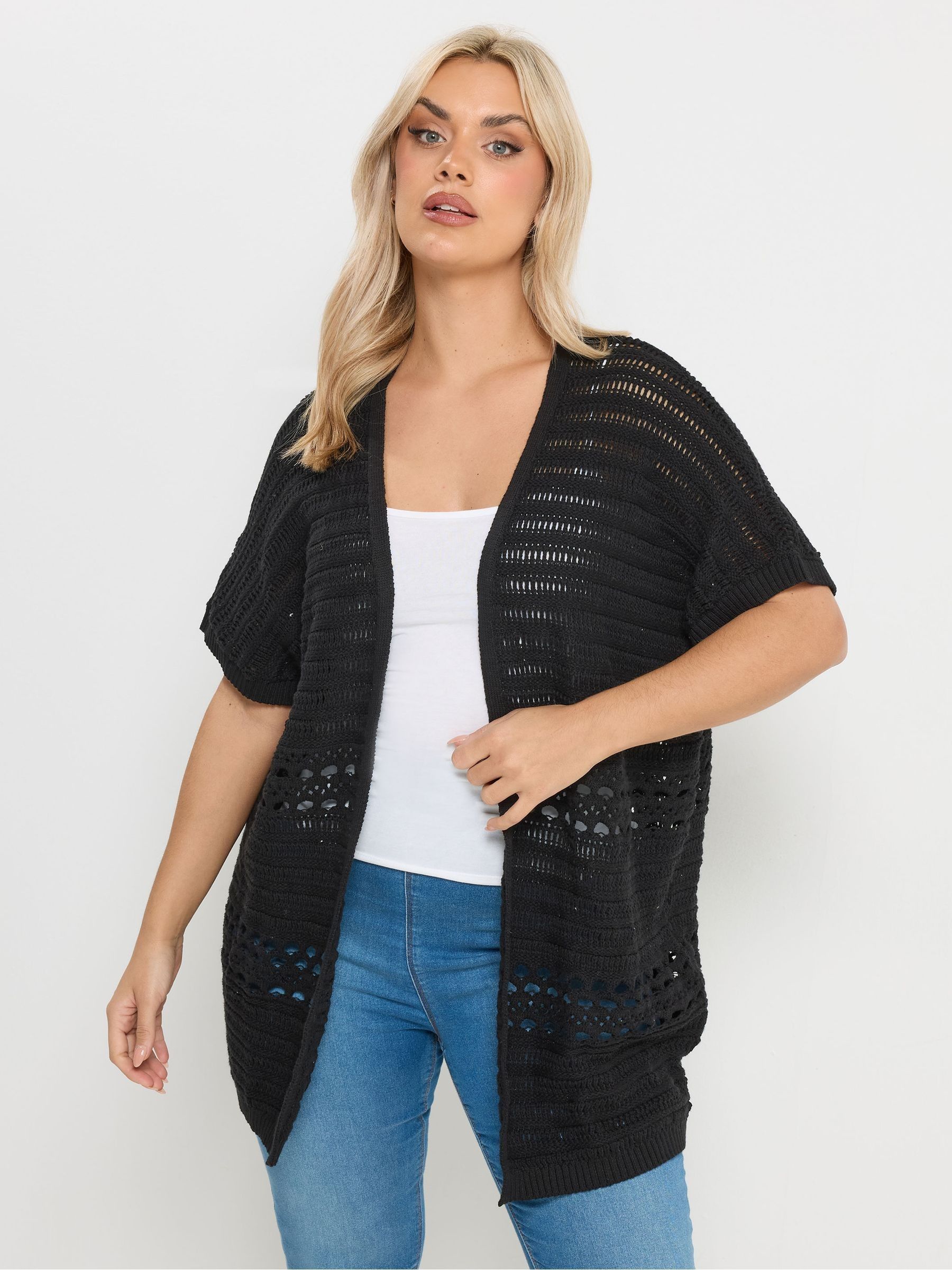 Yours Curve Unisex Kids Black Kimono Cardigan