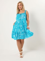 Yours Curve Blue Crinkle Throw On Mini Beach Dress - Image 3 of 6