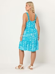 Yours Curve Blue Crinkle Throw On Mini Beach Dress - Image 5 of 6