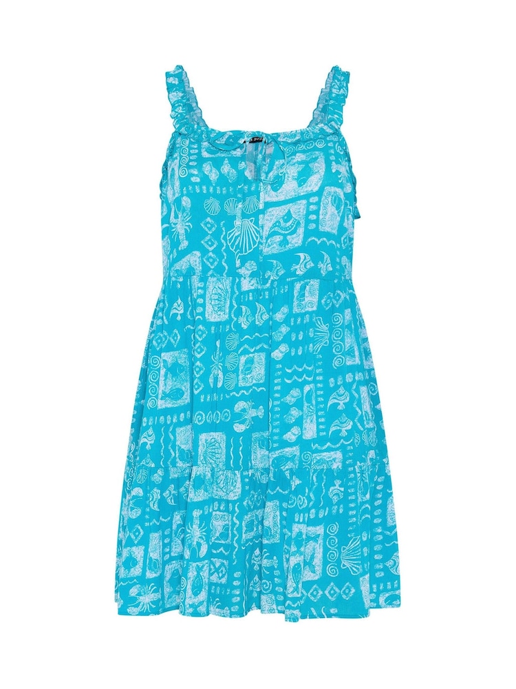 Yours Curve Blue Crinkle Throw On Mini Beach Dress - Image 6 of 6 Yours Curve Blue Crinkle Throw On Mini Beach Dress - Image 6 of 6