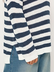 Yours Curve Blue Tape Yarn Stripe Jumper - Image 4 of 5